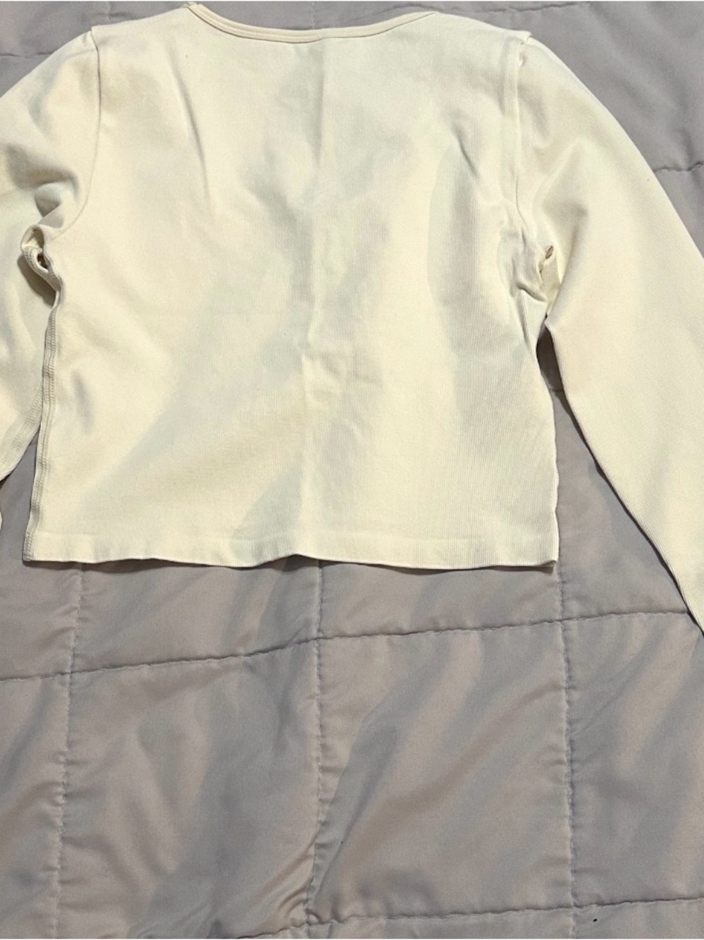 Women's Cream Long Sleeve Crop Top - Lightweight Layering Tee New W/O Tag